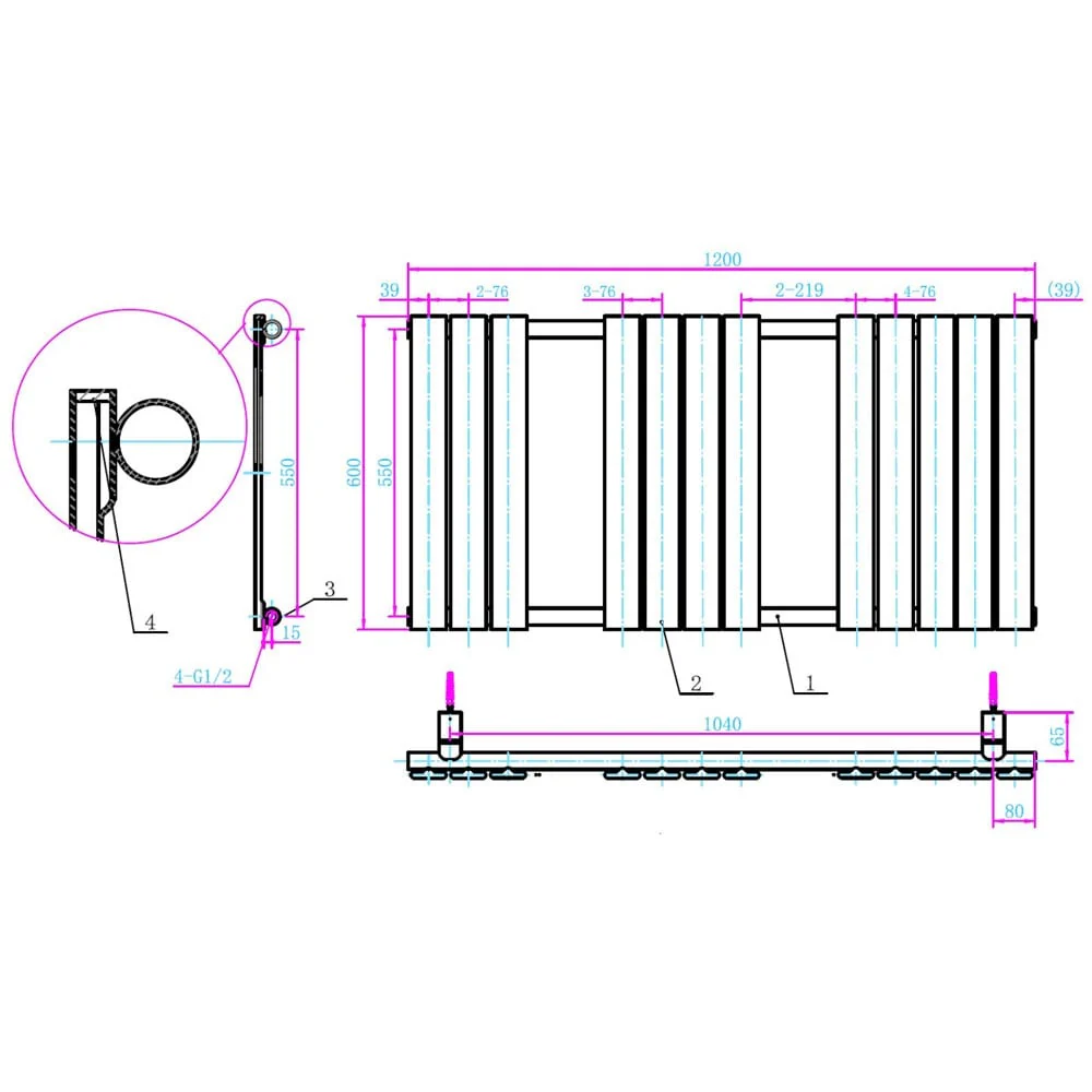 Astini Queenstown 1200x600mm White 700W Designer Heated Towel Rail TIS2086 - Image 2