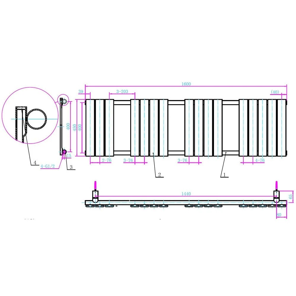 Astini Queenstown 1600x450mm White 750W Designer Radiator Heated Towel Rail TIS2083 - Image 2