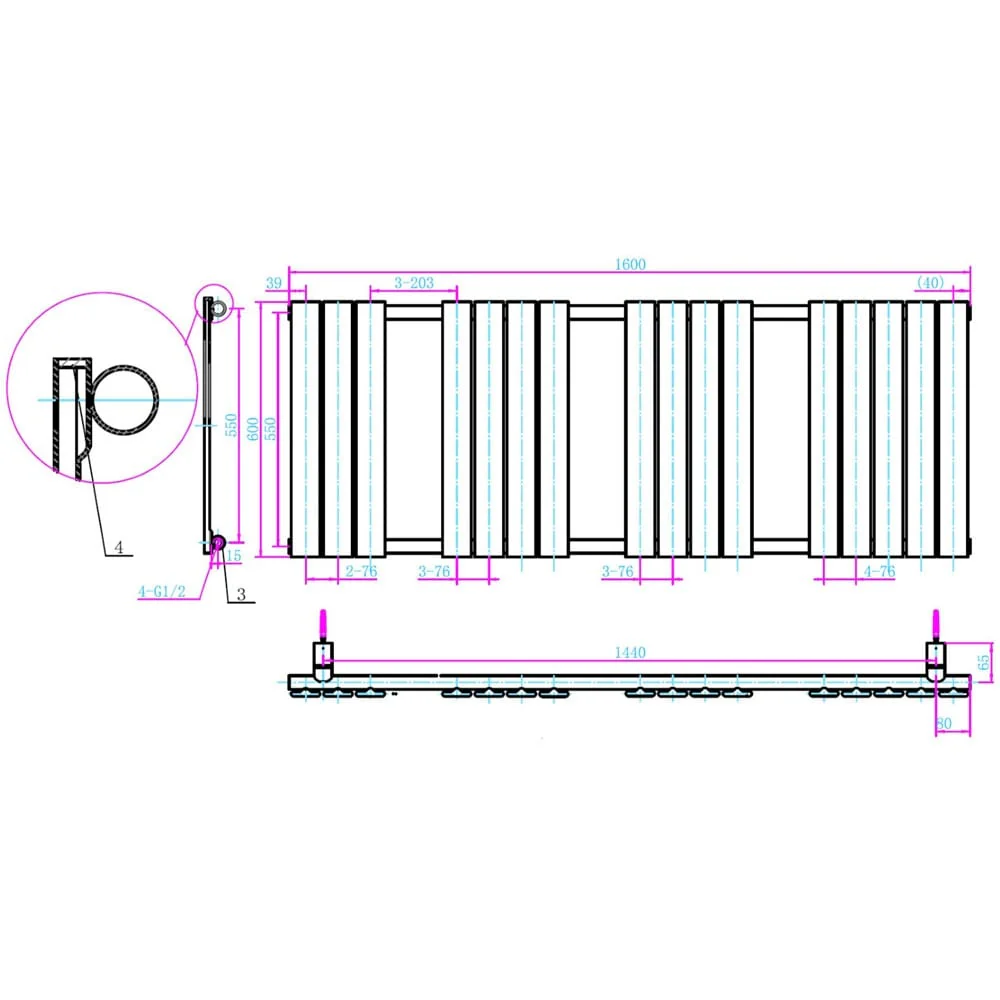 Astini Queenstown 1600x600mm White 950W Designer Heated Towel Rail TIS2087 - Image 2