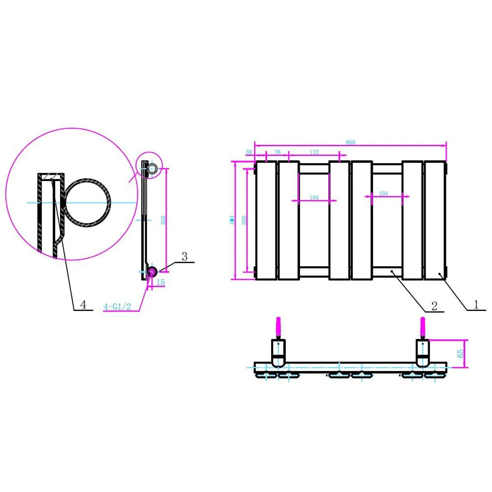 Astini Queenstown 650x400mm Chrome 150W Designer Heated Towel Rail TIS2070 - Image 3