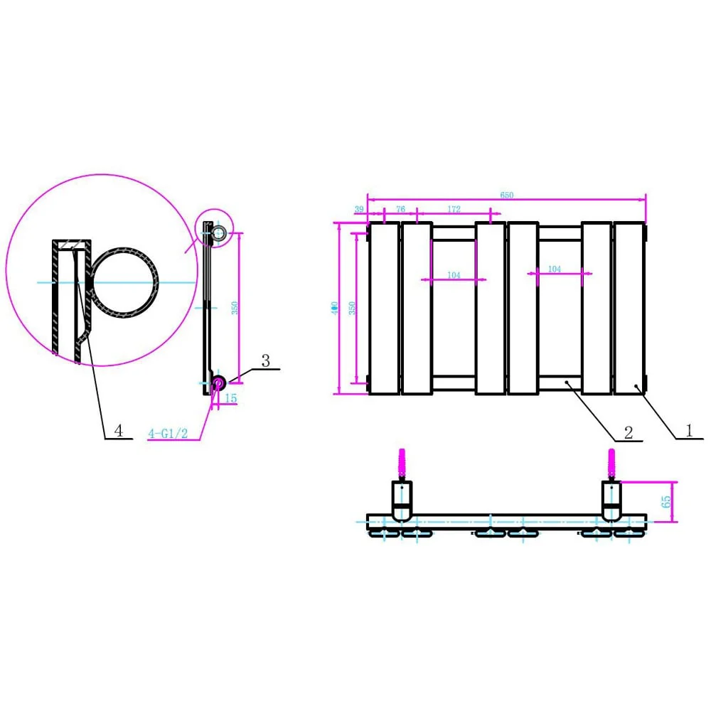 Astini Queenstown 650x400mm Grey 250W Designer Radiator Heated Towel Rail TIS2088 - Image 2