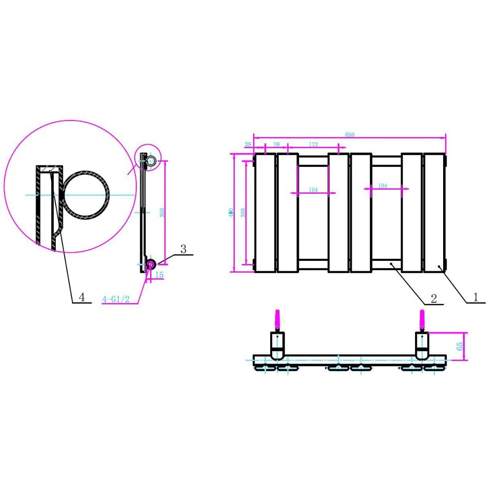 Astini Queenstown 650x400mm White 250W Designer Radiator Heated Towel Rail TIS2079 - Image 2