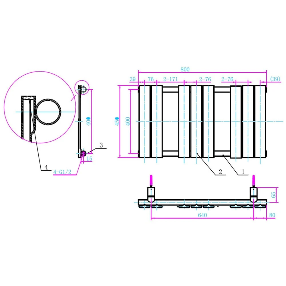 Astini Queenstown 800x450mm Chrome 250W Designer Radiator Heated Towel Rail TIS2071 - Image 2
