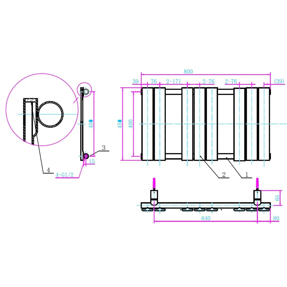 Astini Queenstown 800x450mm Grey 350W Designer Radiator Heated Towel Rail TIS2089 - Image 2