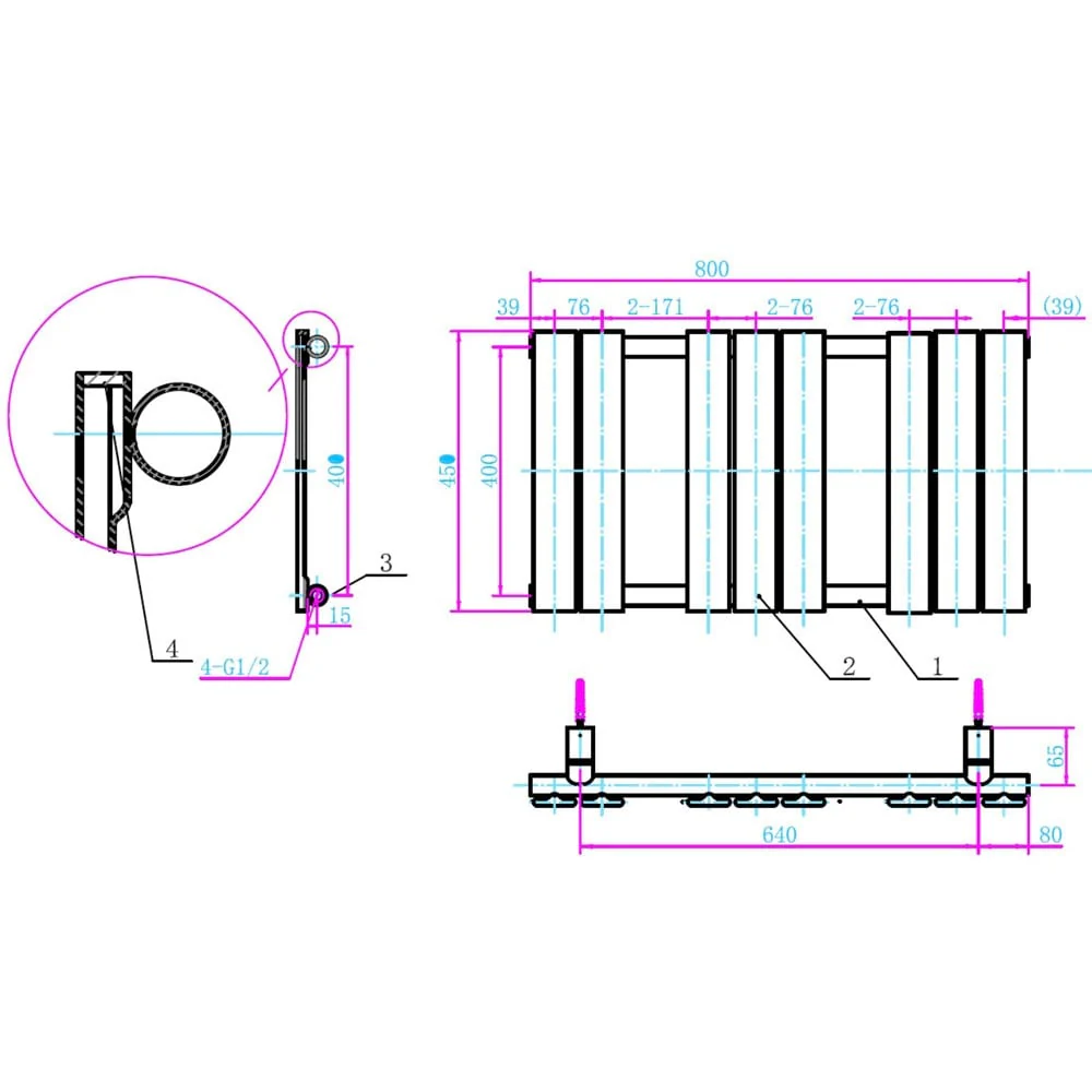 Astini Queenstown 800x450mm Orca Black 350W Designer Heated Towel Rail TIS2132 - Image 3