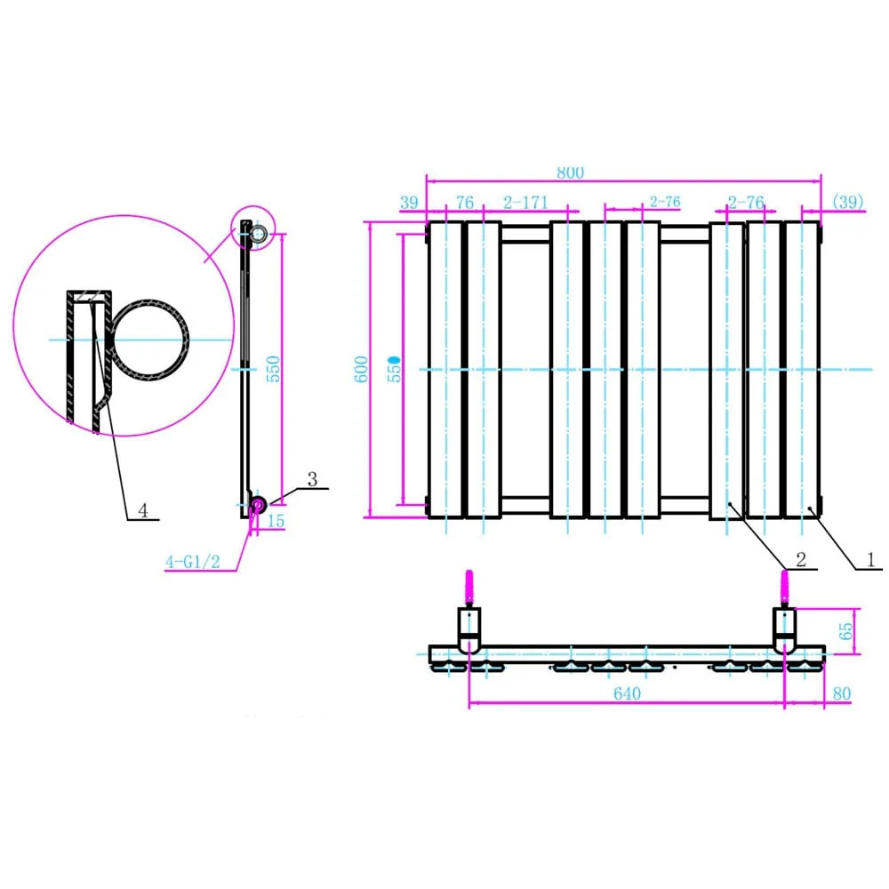Astini Queenstown 800x600mm Chrome 350W Designer Heated Towel Rail TIS2075 - Image 2