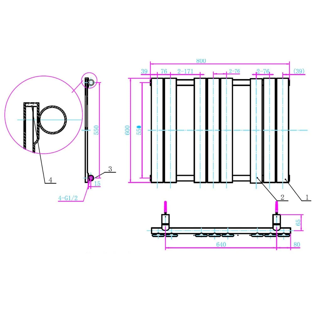 Astini Queenstown 800x600mm White 450W Designer Heated Towel Rail TIS2084 - Image 2