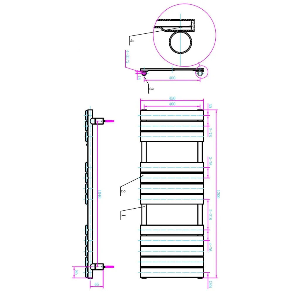 Astini Queenstown Bronze 1200x450mm Designer Radiator Towel Rail - Image 2