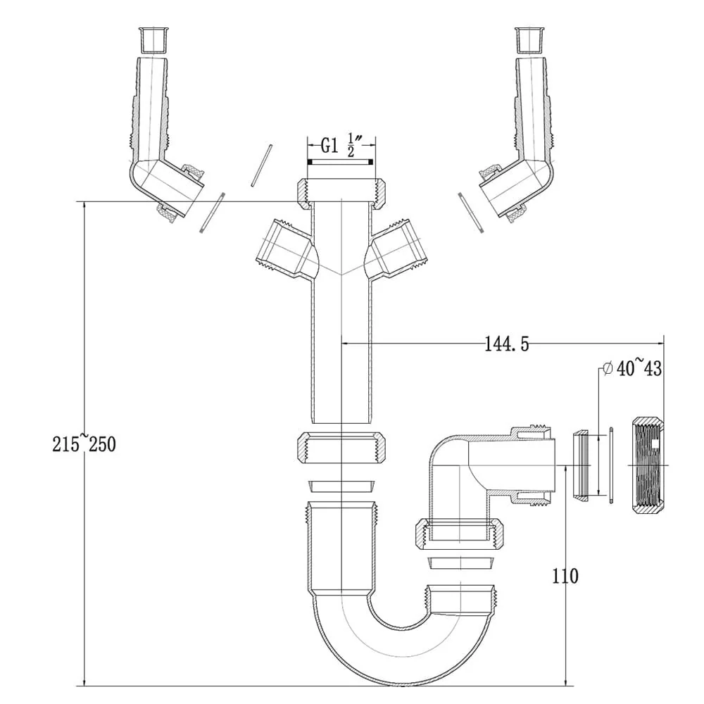 Astini RAK Rangemaster 1.0 Bowl Waste & Plumbing Kit No Overflow WPAK4 - Image 7