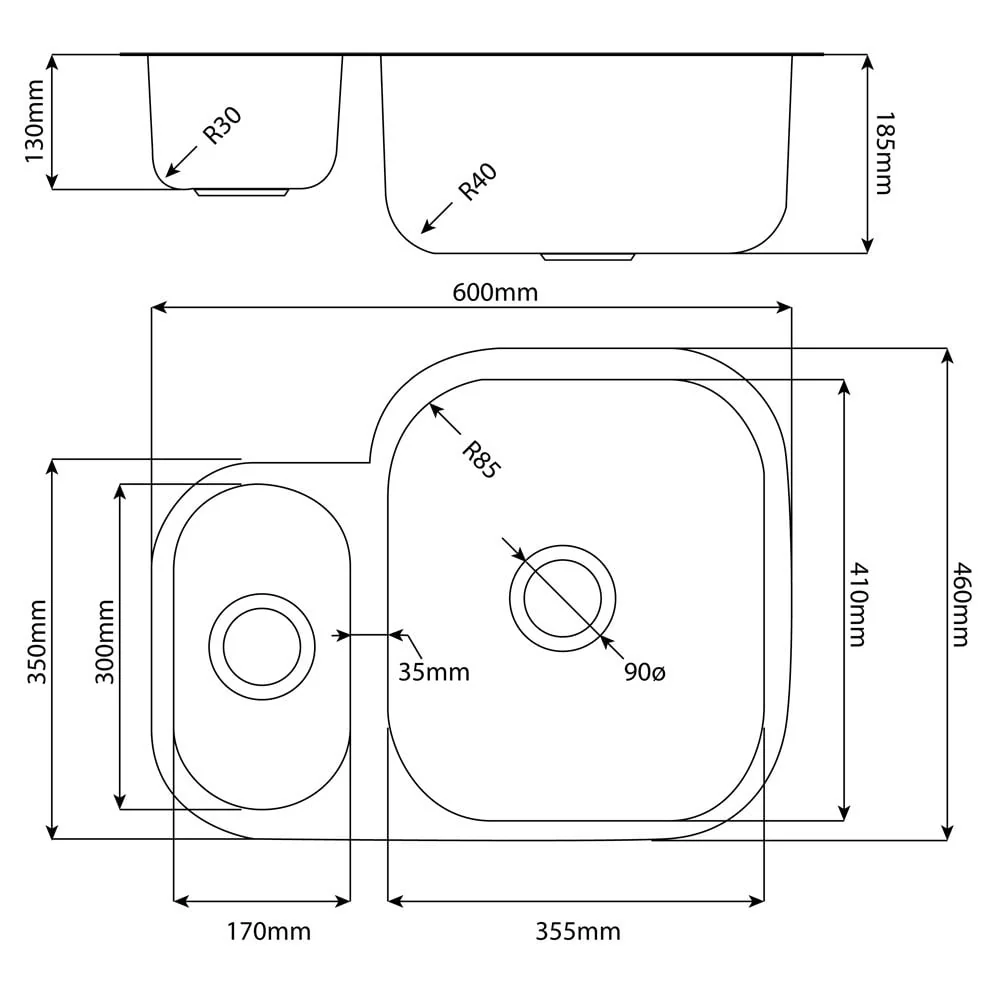 Astini Renzo 1.5 Bowl Brushed Stainless Steel Undermount Kitchen, Sink Waste & Colander LHSB - Image 7