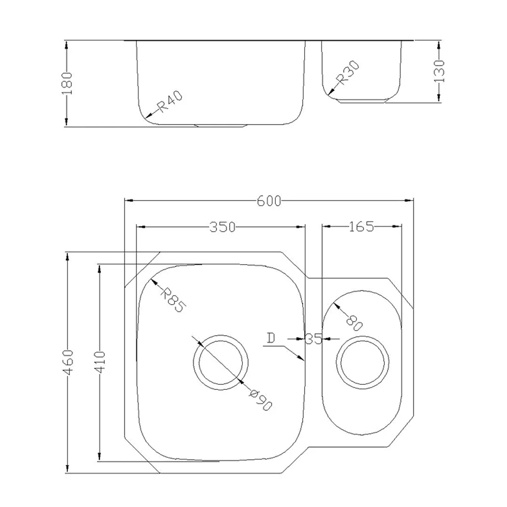Astini Renzo 1.5 Bowl Brushed Stainless Steel Undermount Reversible Kitchen Sink, Waste & Colander - Image 12
