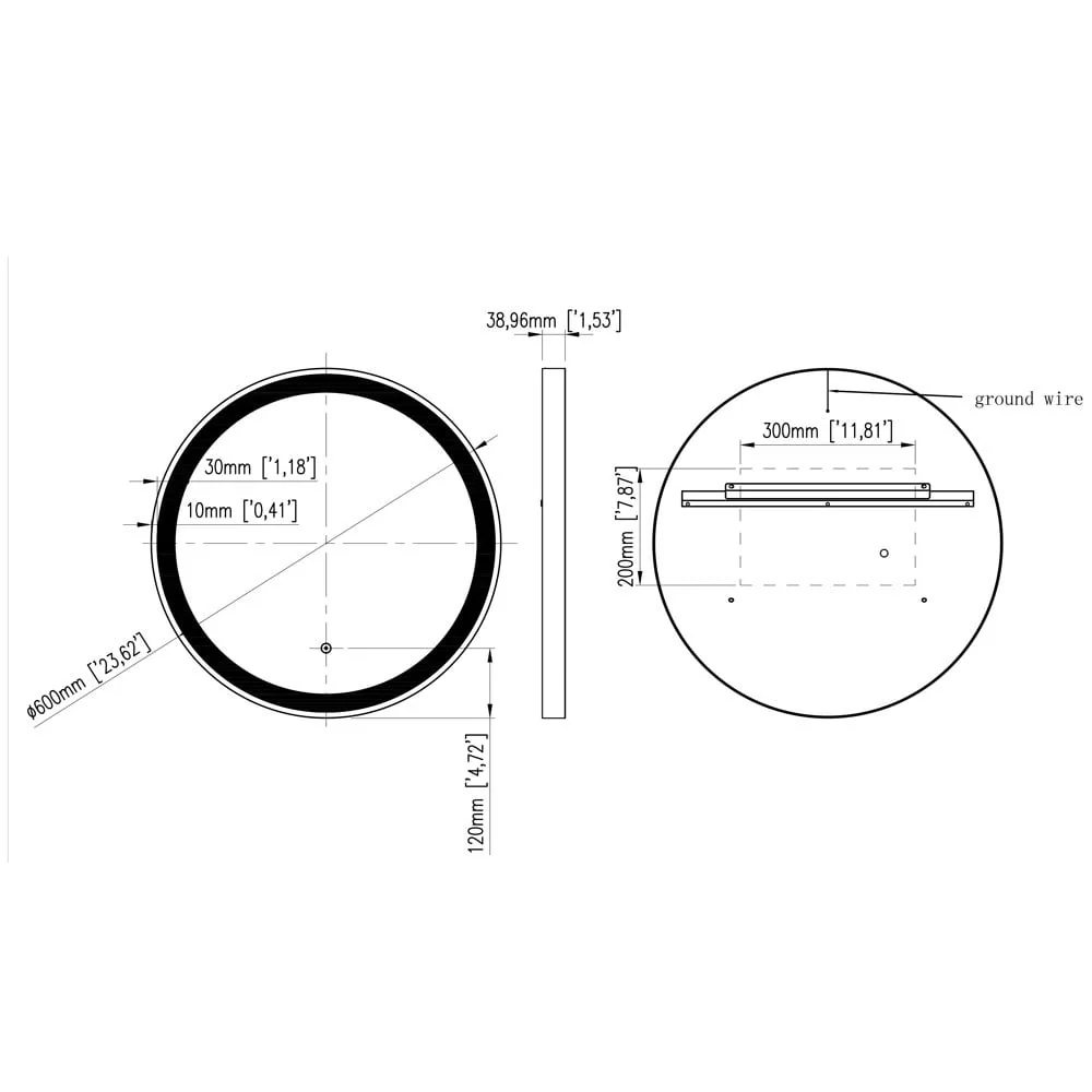 Astini Rosie Brushed Brass 600x39mm Round LED Touch Mirror - Image 2
