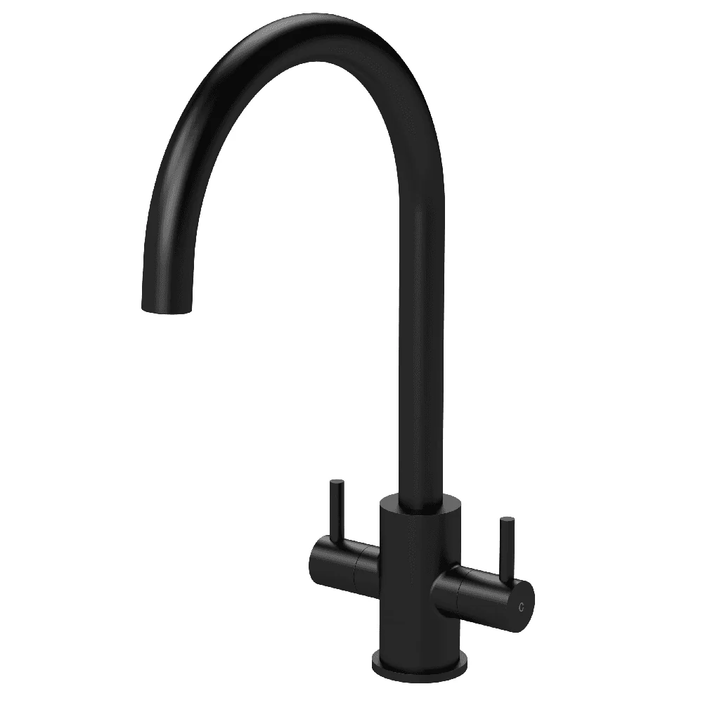 Astini Roxor Mono Dual Lever Kitchen Mixer Tap with Brushed Brass, Matt Black & Chrome Finish - Image 3