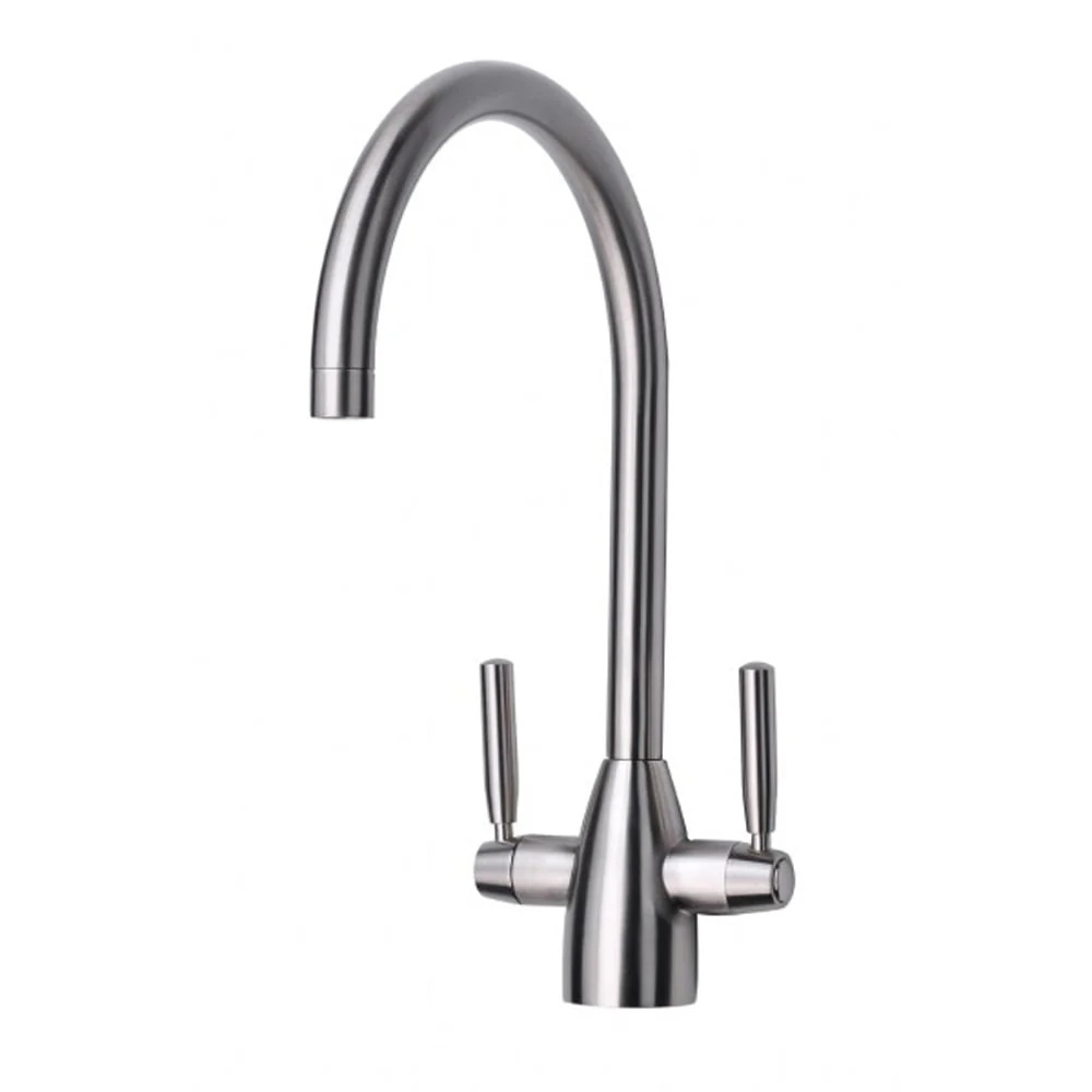 Astini Rumba Brushed Steel Twin Lever Kitchen Sink Mixer Tap AK147BS - Image 2
