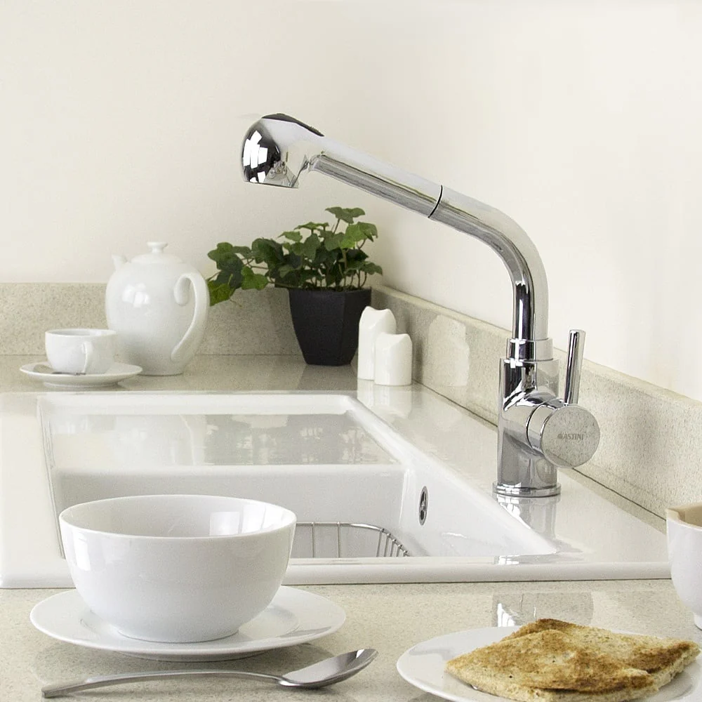 Astini Samuel Chrome Pullout Spout Kitchen Sink Mixer Tap HK43 - Image 4