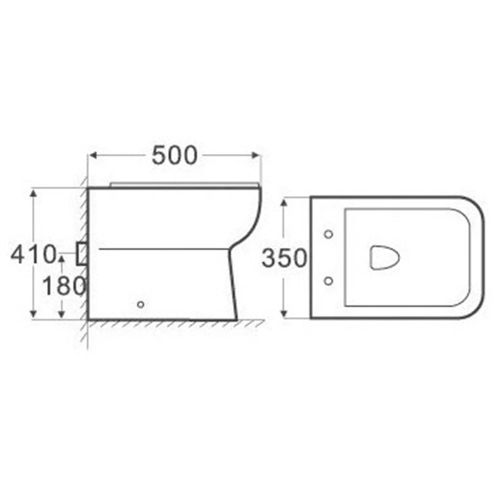 Astini Seina Square Back To Wall Toilet Pan, Soft Close Seat & Fittings - Image 2