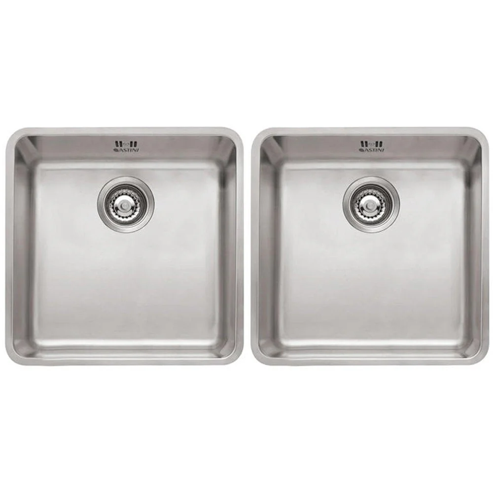Astini Serena 2.0 Bowl Stainless Steel Undermount Kitchen Sink & Waste 4040+4040 - Image 3