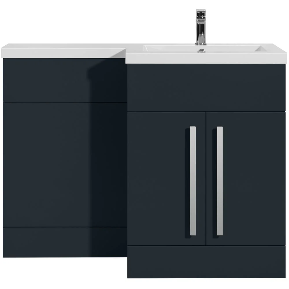 Astini Sorrento Shadow Grey 2 Door WC Vanity Chrome Handles & Right Basin