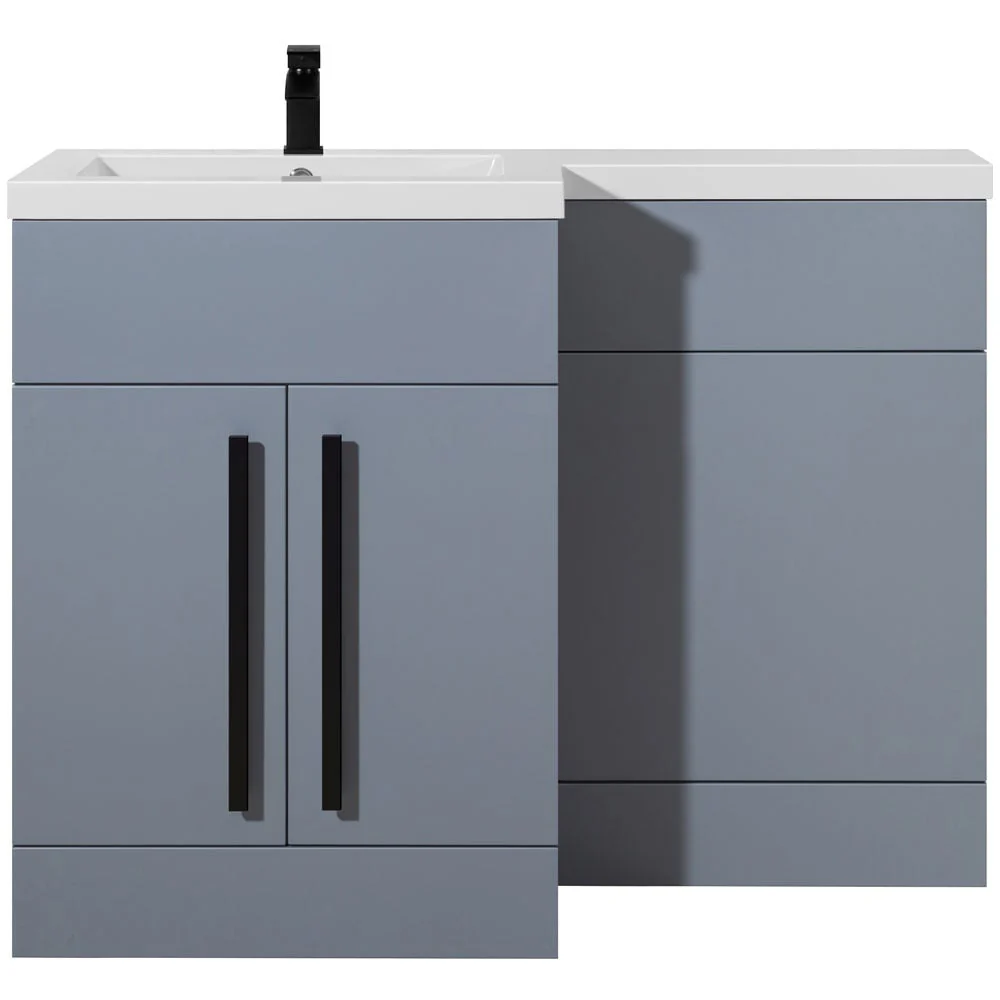 Astini Sorrento Tailored Grey 2 Door WC Vanity Black Handles & Left Basin