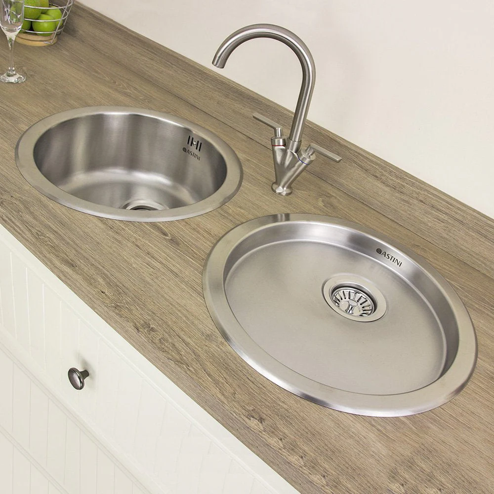 Astini Supra 1.0 Bowl Brushed Stainless Steel Kitchen Sink, Drainer & Waste