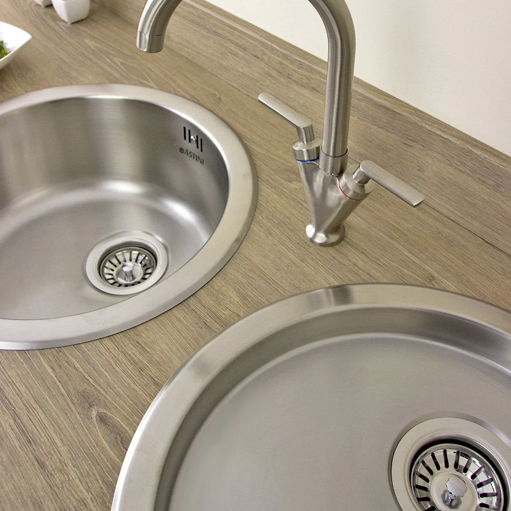 Astini Supra 1.0 Bowl Brushed Stainless Steel Kitchen Sink, Drainer & Waste - Image 5