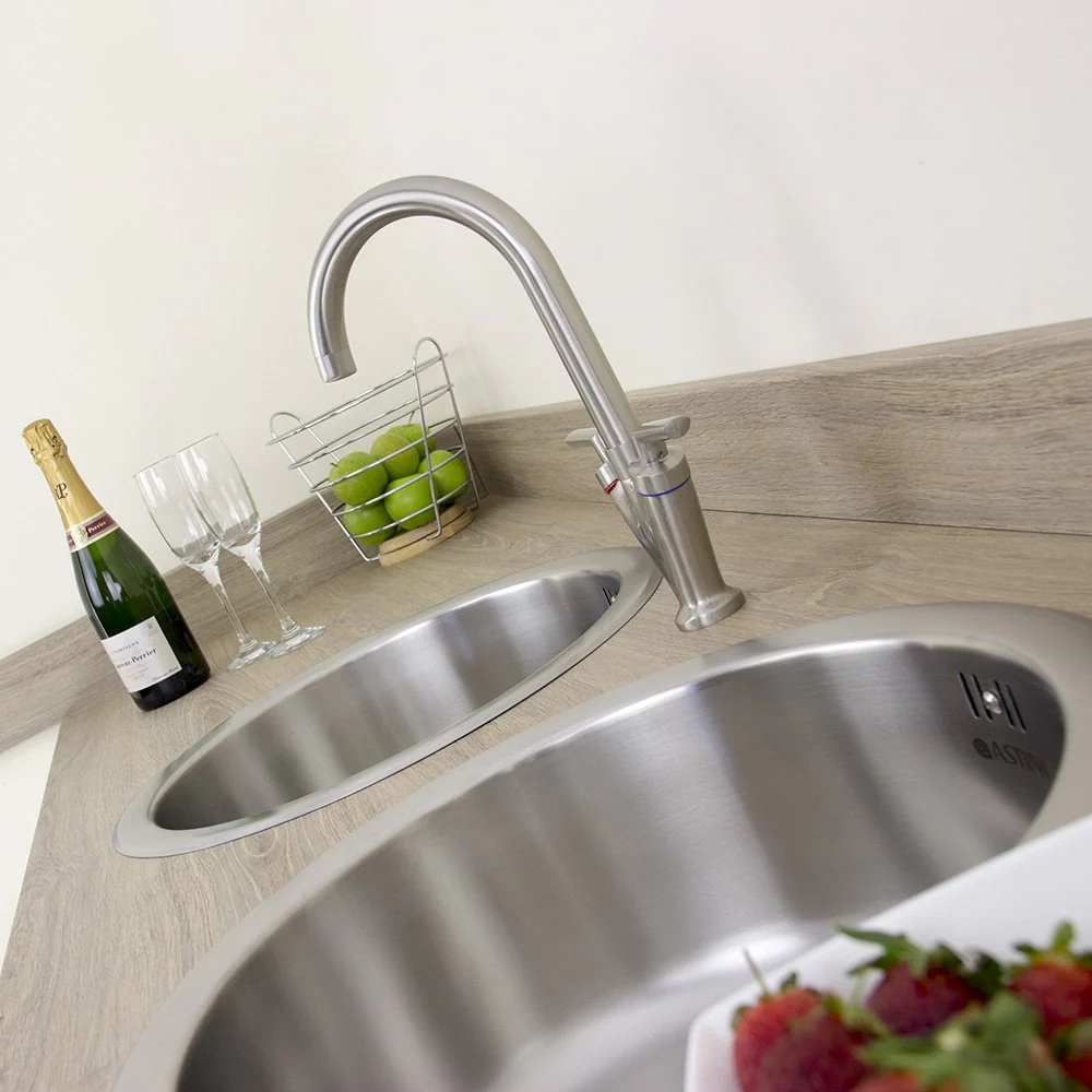Astini Supra 2.0 Bowl Brushed Stainless Steel Kitchen Sink & Waste - Image 3