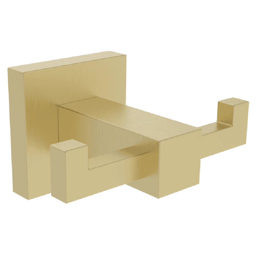 Astini Sydney Brushed Brass Square Double Robe Hook