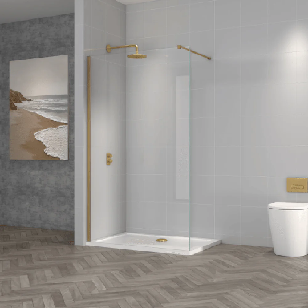 Astini T18 Brushed Brass 800x1950x8mm Wetroom Panel