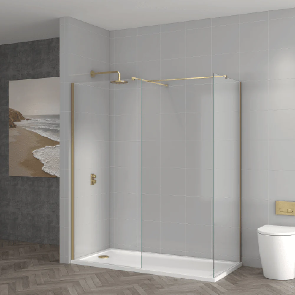 Astini T18 Brushed Brass 900x1950x8mm Wetroom Panel - Image 2
