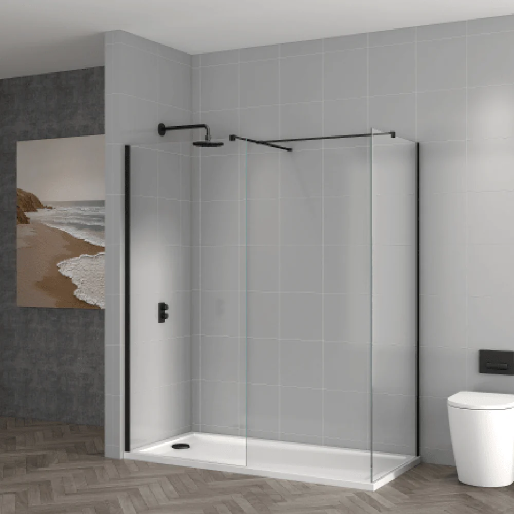 Astini T18 Orca Black 800x1950x8mm Wetroom Panel - Image 2