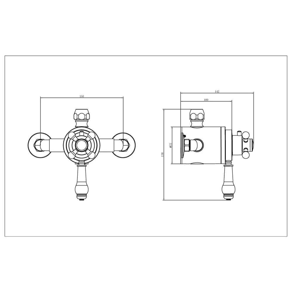 Astini Tenby Chrome Traditional Exposed Concentric Thermostatic Mixer Valve - Image 2