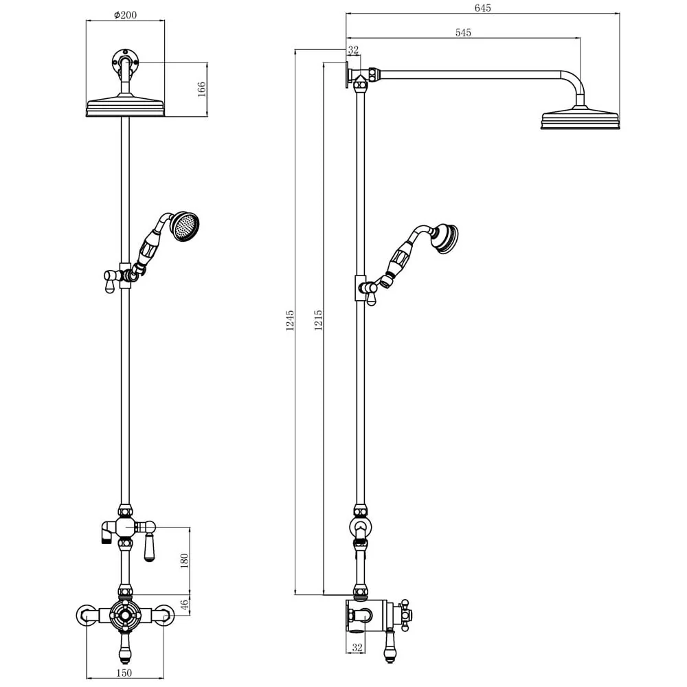 Astini Tenby Chrome Traditional Exposed Valve, Head and Riser Shower Kit - Image 2