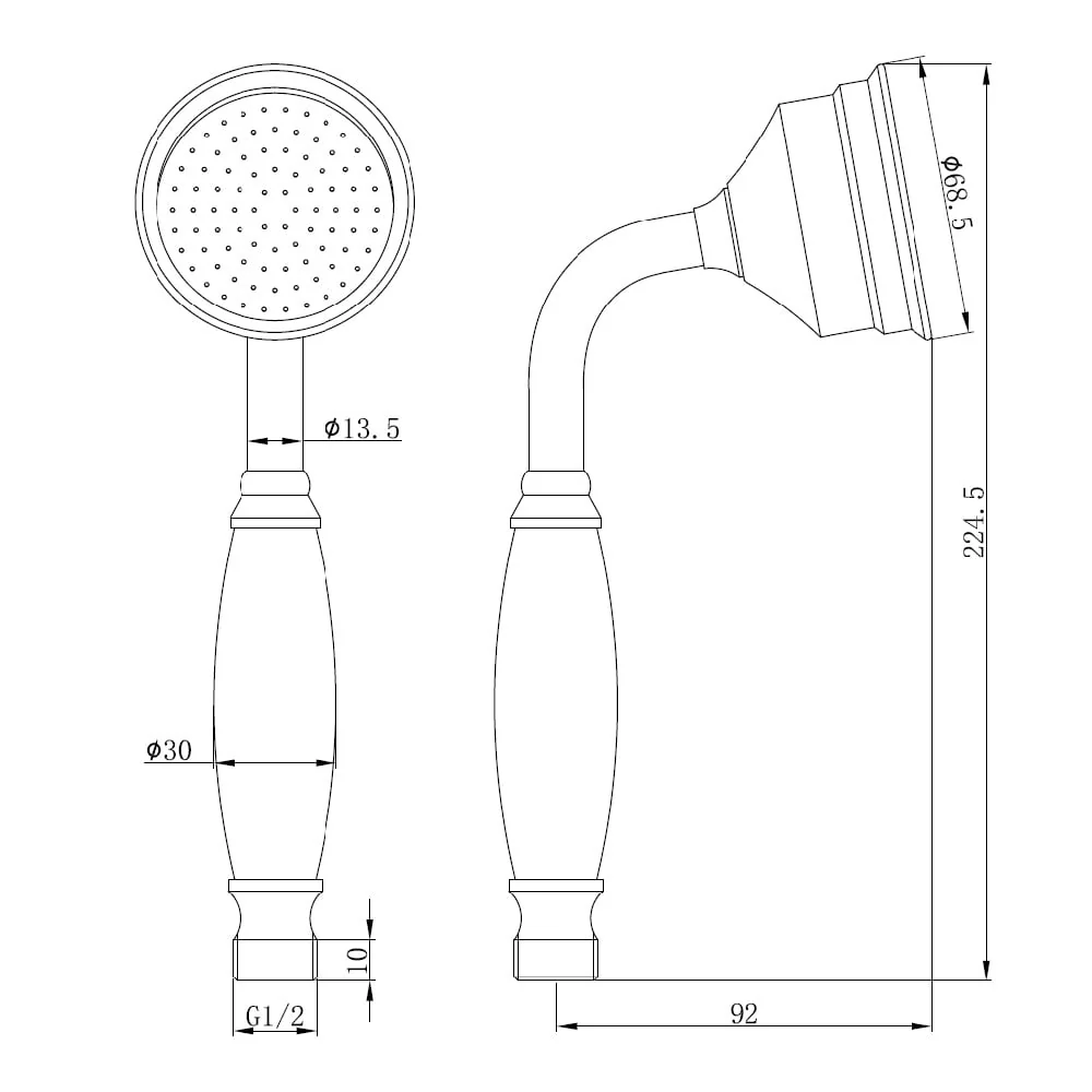 Astini Tenby Chrome Traditional Hand Shower - Image 2