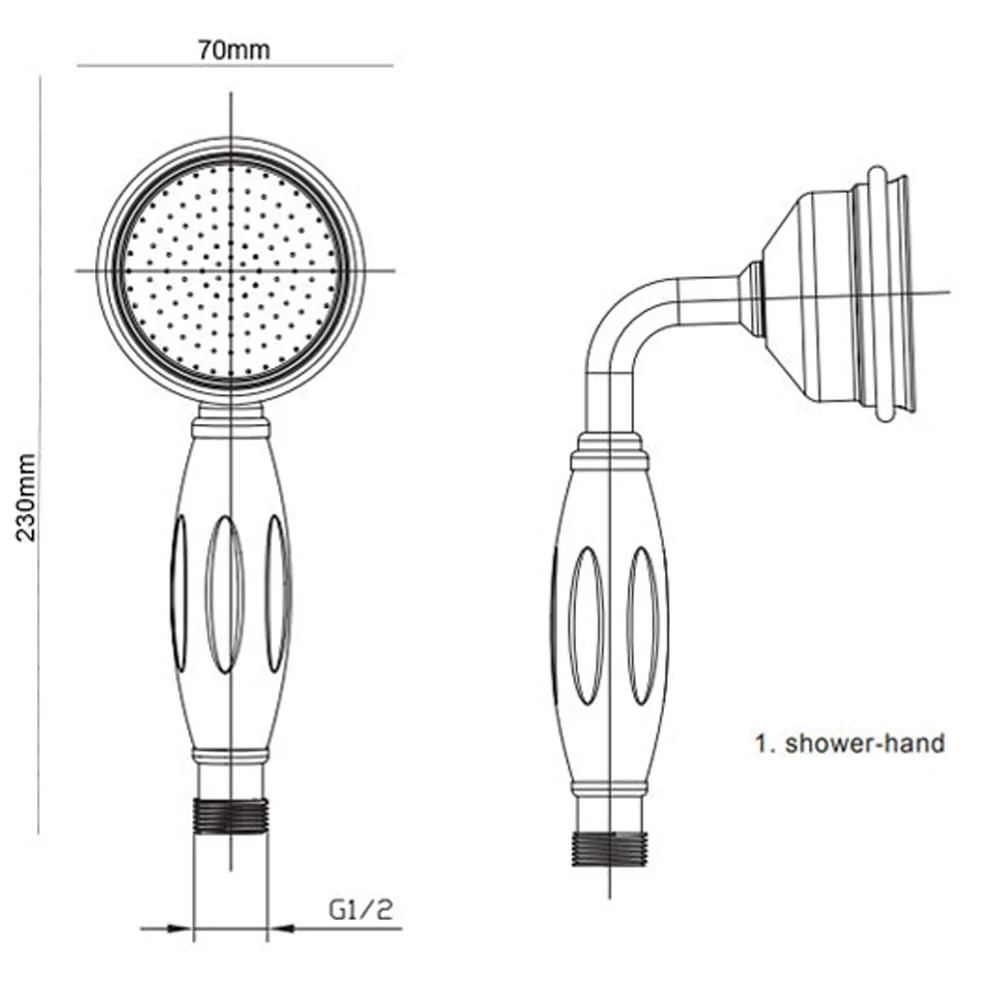 Astini Tenby Chrome Traditional Shower Handset - Image 2