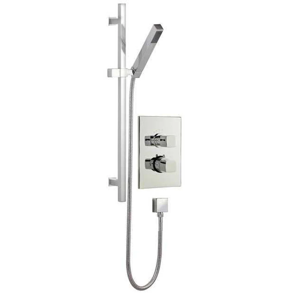 Astini Thermostatic Chrome 1 Way Shower Valve & Square Slide Rail Shower Kit JTY18 - Image 2