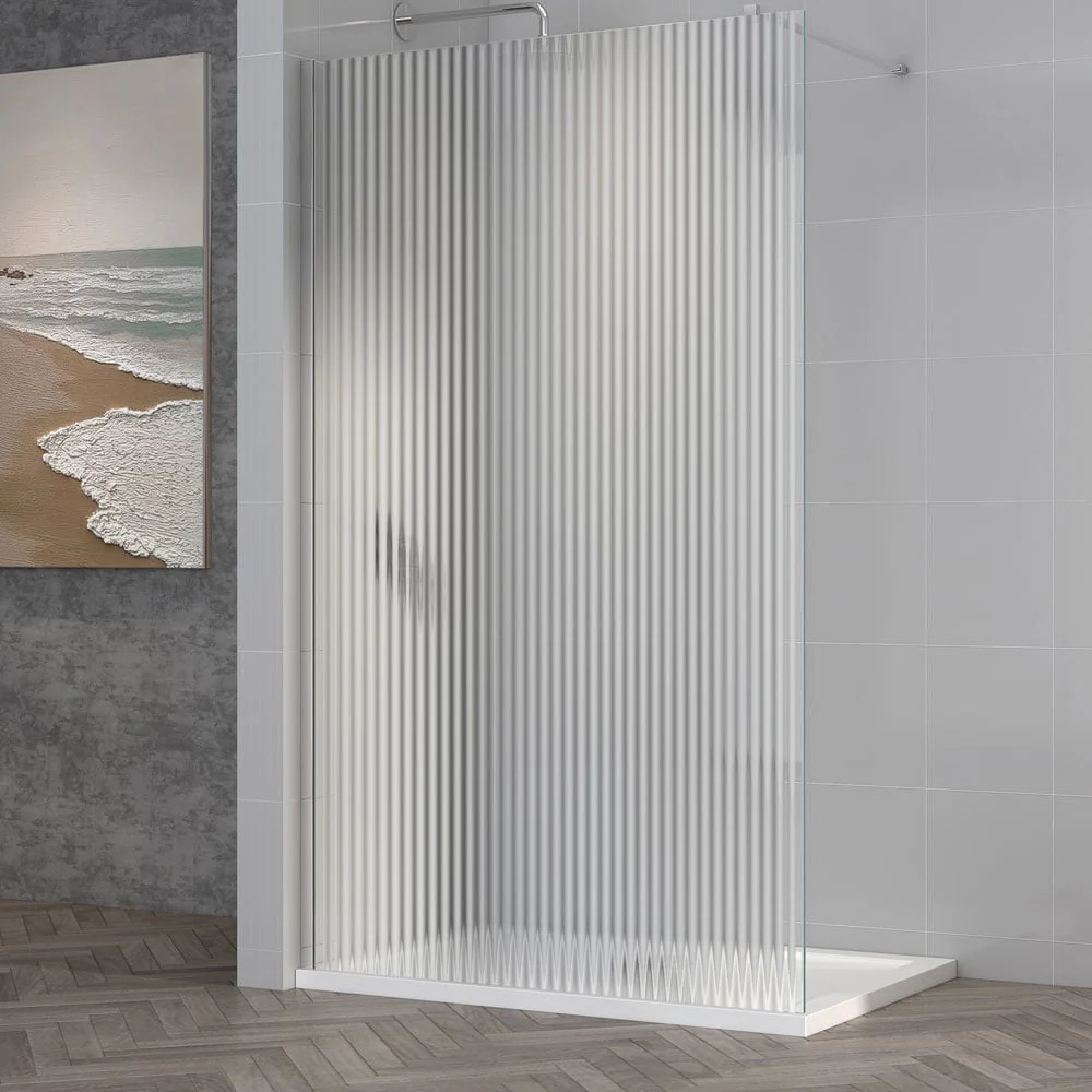 Astini TI8 Fluted Chrome 1000x1950x8mm Wetroom Panel