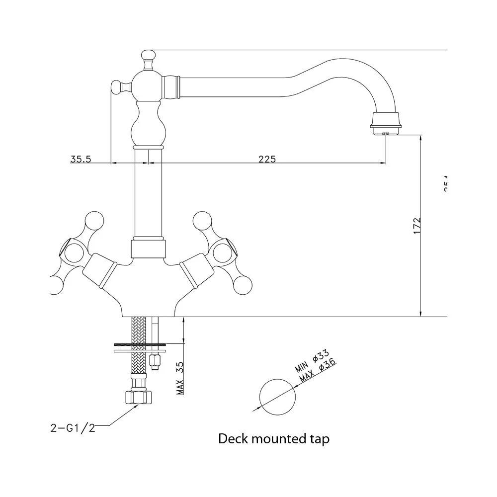 Astini Traditional Twin Handle Kitchen Sink Mixer Tap 25411 Series - Image 12