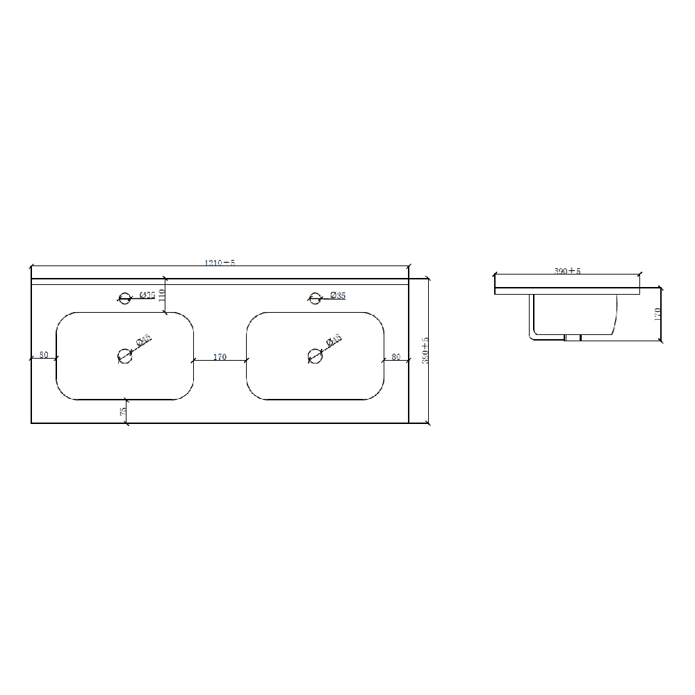 Astini Turin 1200 Twin Ceramic Basin - Image 3