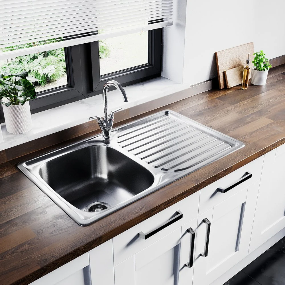Astini Velia 1.0 Bowl Brushed Stainless Steel Kitchen Sink & Waste AS1347 - Image 3