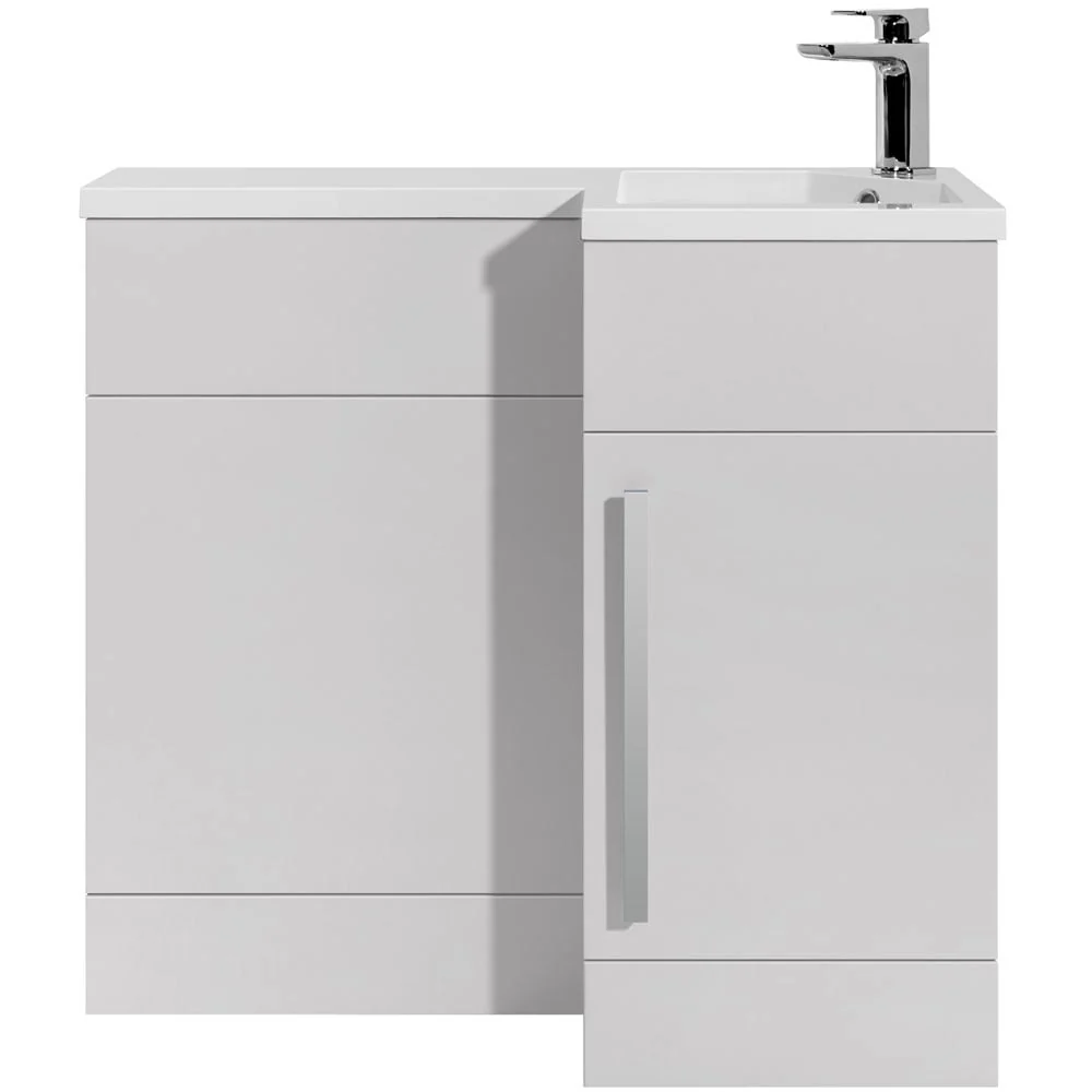 Astini Verona White 1 Door WC Vanity Unit Chrome Handles & Right Basin