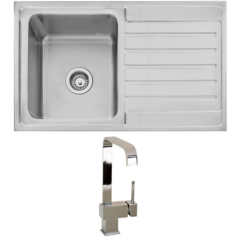 Astini Vicenza 1.0 Bowl Brushed Stainless Steel Kitchen Sink & 5EBS Tap - Image 2