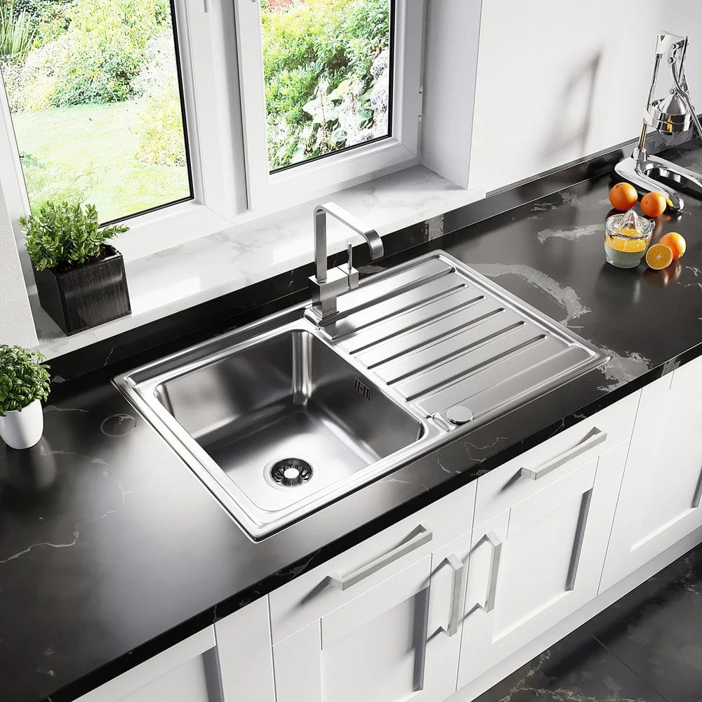Astini Vicenza 1.0 Bowl Brushed Stainless Steel Kitchen Sink & 5EBS Tap - Image 5