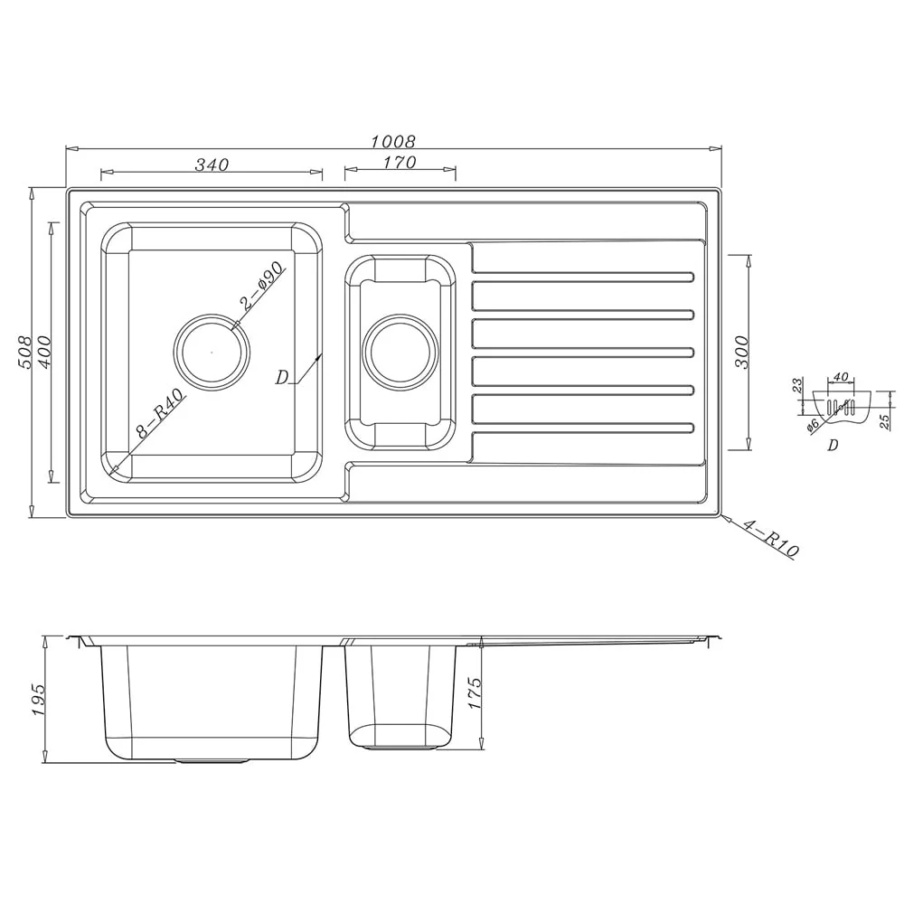 Astini Vicenza 1.5 Bowl Brushed Stainless Steel Kitchen Sink & 5EBS Tap - Image 6