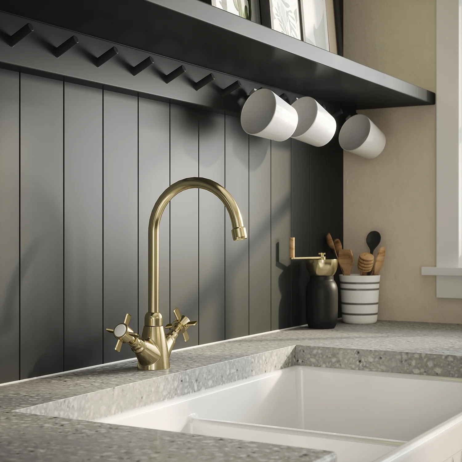 Astini Victoria Kitchen Sink Mono Mixer Tap with Chrome, Brushed Nickel, and Brushed Brass Finishes - Image 9