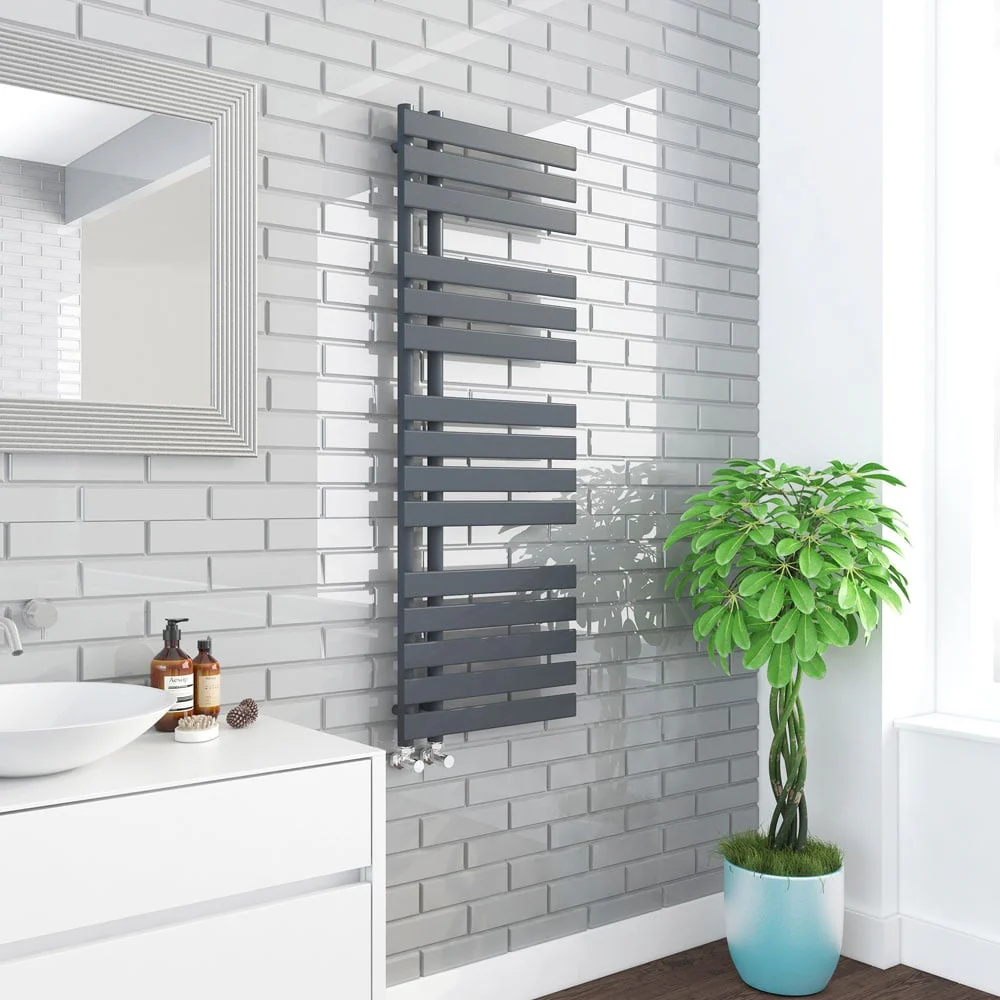 Astini Wellington 1380x500mm Grey 700W Designer Heated Towel Rail TIS2099 - Image 2