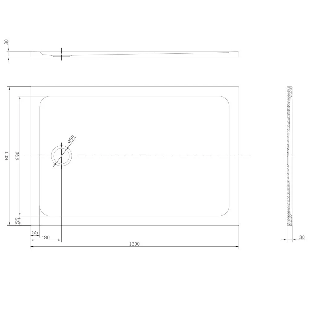 Astini White Rectangular Low Profile Shower Tray 1200x800mm - Image 4