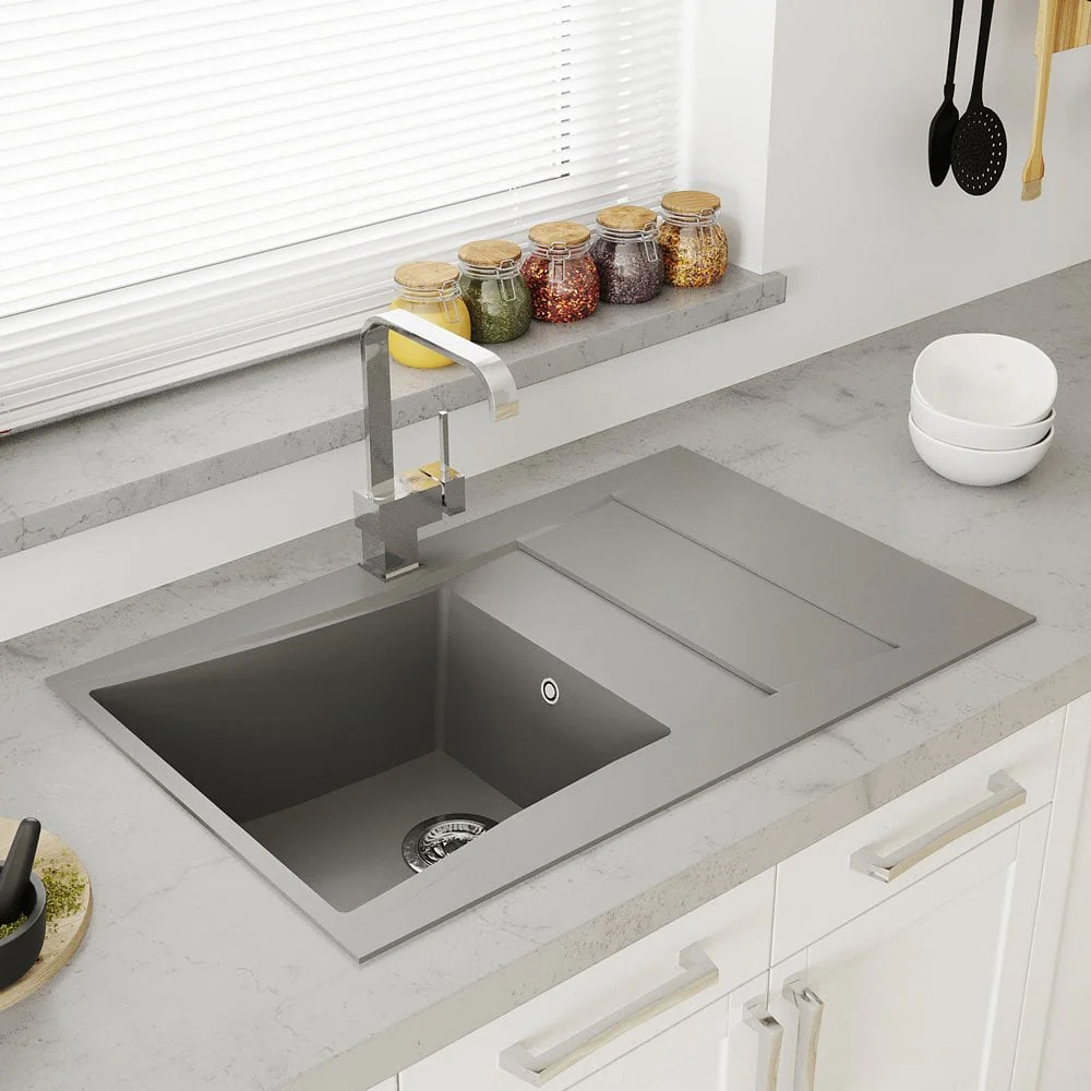Astini Xeron 1.0 Bowl SMC Synthetic Reversible Kitchen Sink with Waste & Tap - Image 2