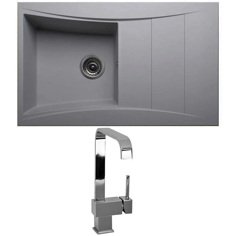 Astini Xeron 1.0 Bowl SMC Synthetic Reversible Kitchen Sink with Waste & Tap - Image 8