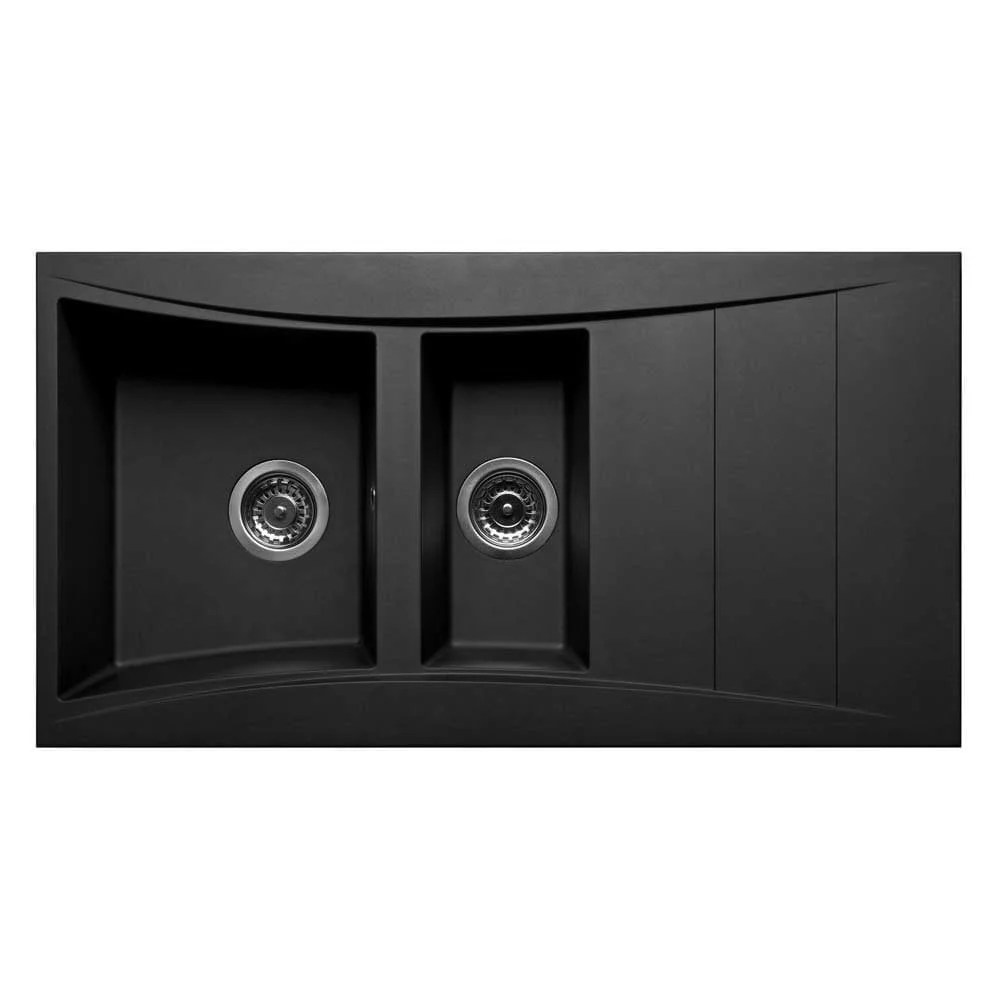 Astini Xeron 1.5 Bowl Black SMC Synthetic Reversible Kitchen Sink, Waste & Tap - Image 3