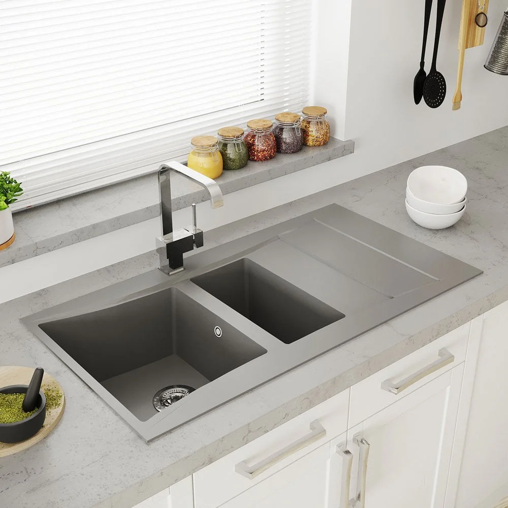Astini Xeron 1.5 Bowl SMC Synthetic Reversible Kitchen Sink with Waste & Tap - Image 2